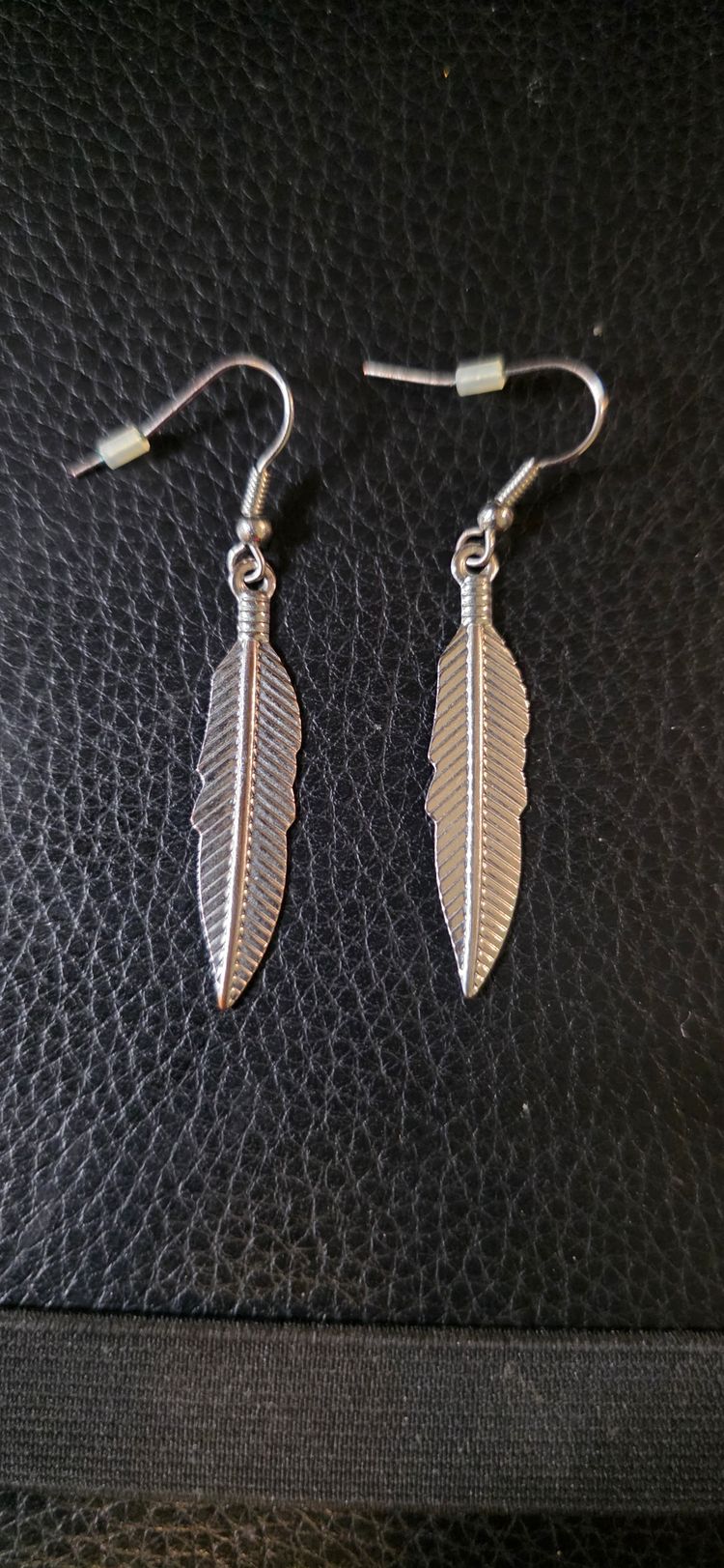 Silver Feather-Shaped Earrings