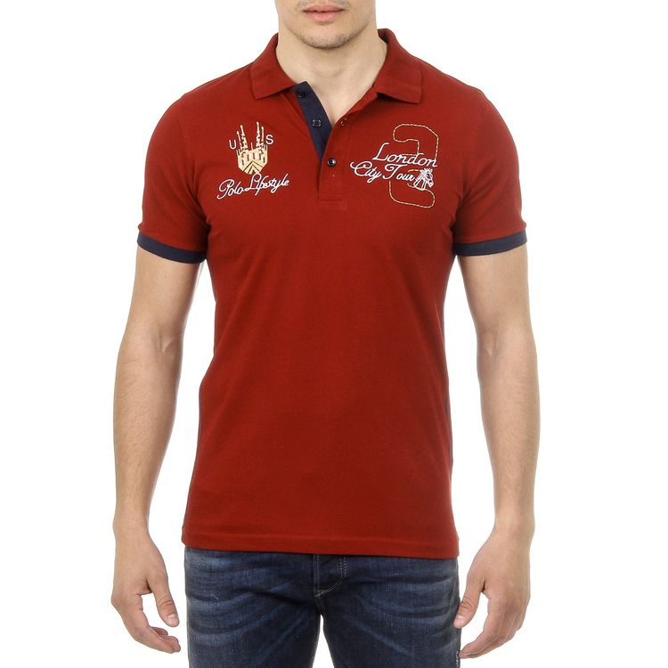 Ufford and Suffolk Red Polo Shirt With Embroidery US005 BORDEAUX