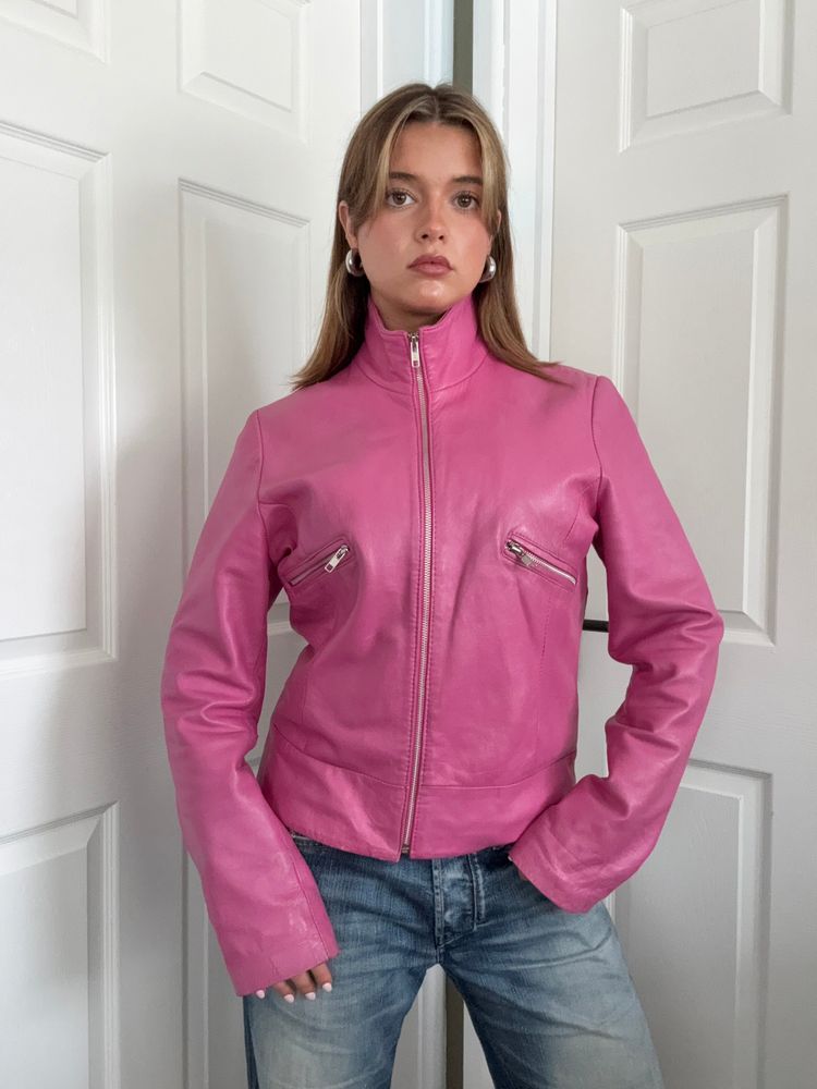 Pink Leather Jacket (L)