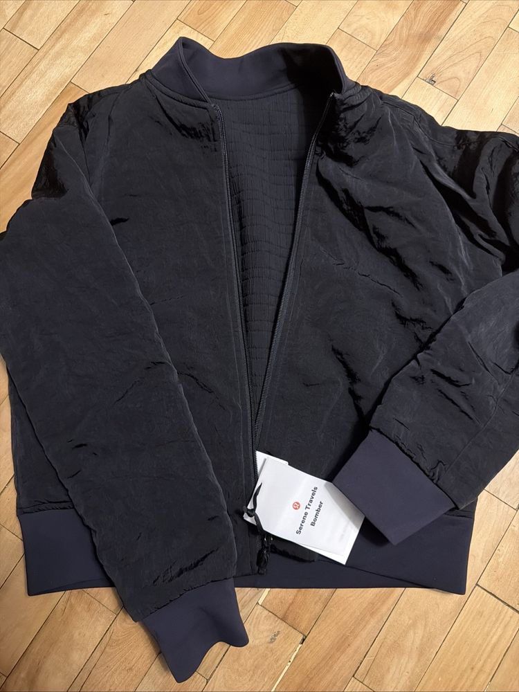 Lululemon Serene Travels Bomber Jacket Reversible Black Uk 12 BNWT £148 imagen 1