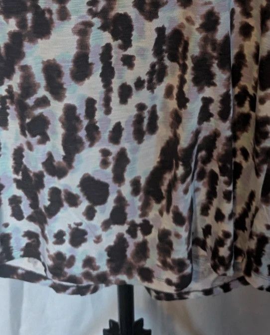 Nutmeg Loose Tee Leopard Tie Dye V Neck T Shirt Brown Blue Size 16 image 9