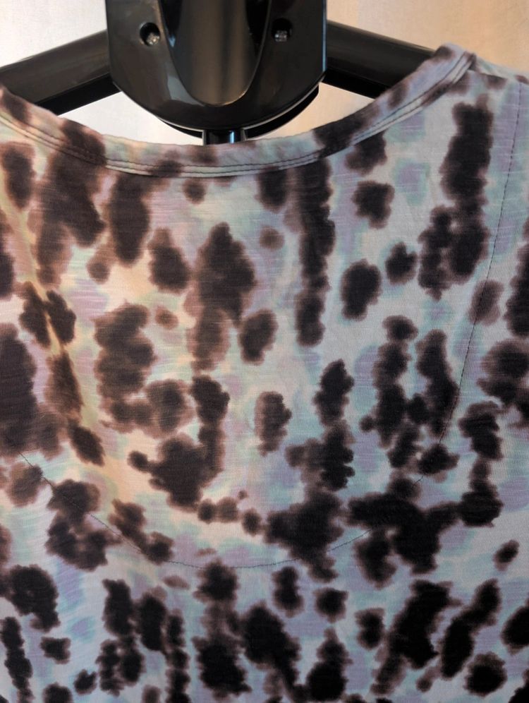 Nutmeg Loose Tee Leopard Tie Dye V Neck T Shirt Brown Blue Size 16 image 7