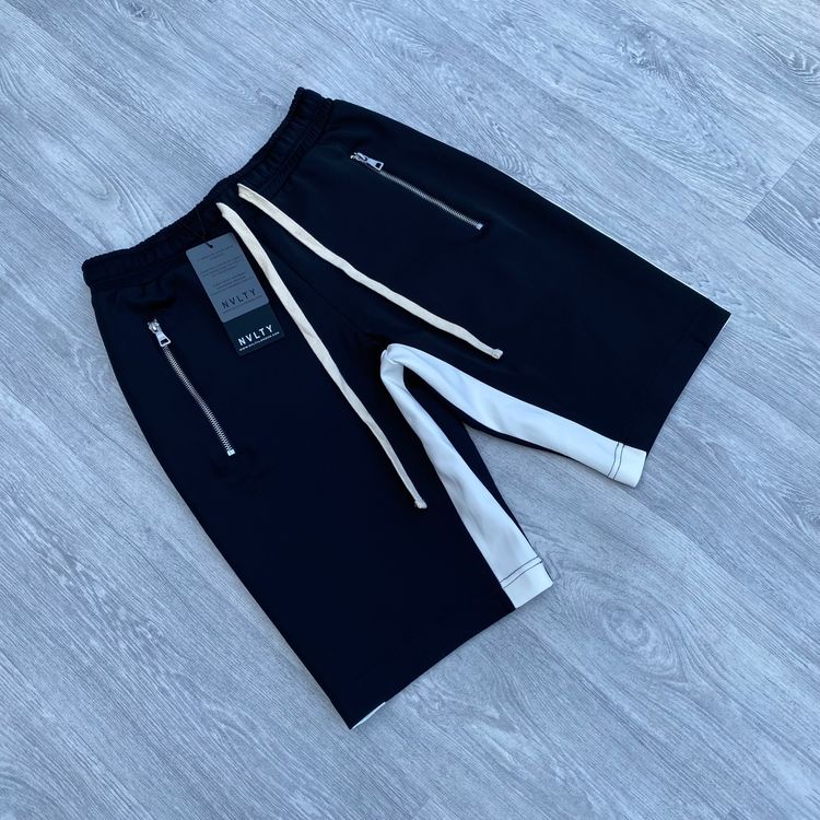 NVLTY Panelled Track Shorts - Black/White