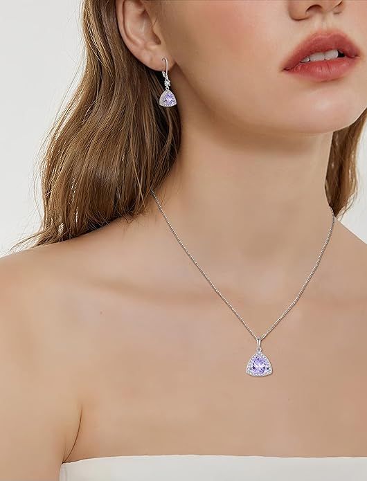 Silver Necklace With Purple Gemstone Pendant image 3