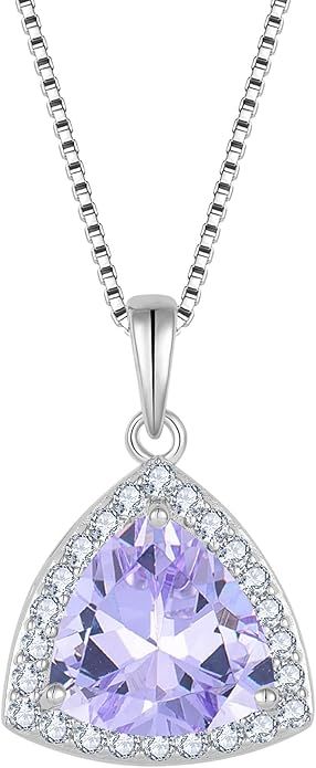Silver Necklace With Purple Gemstone Pendant image 1