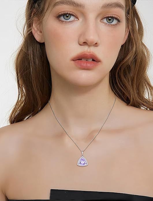 Silver Necklace With Purple Gemstone Pendant image 2