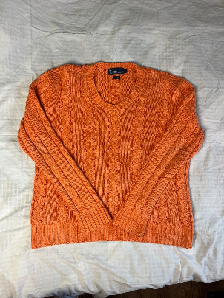 Polo By Ralph Lauren Orange Cable Knit Sweater