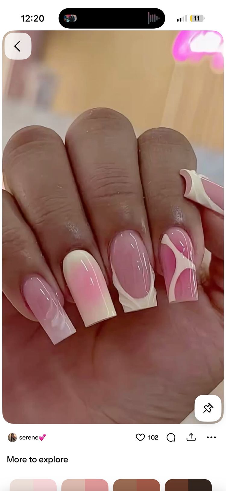 Don't AsK Pink And White Acrylic Nails Set product image