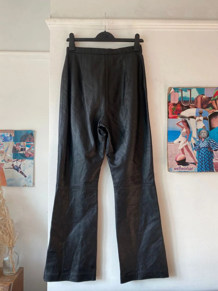 Vintage high waisted genuine leather pants image 4