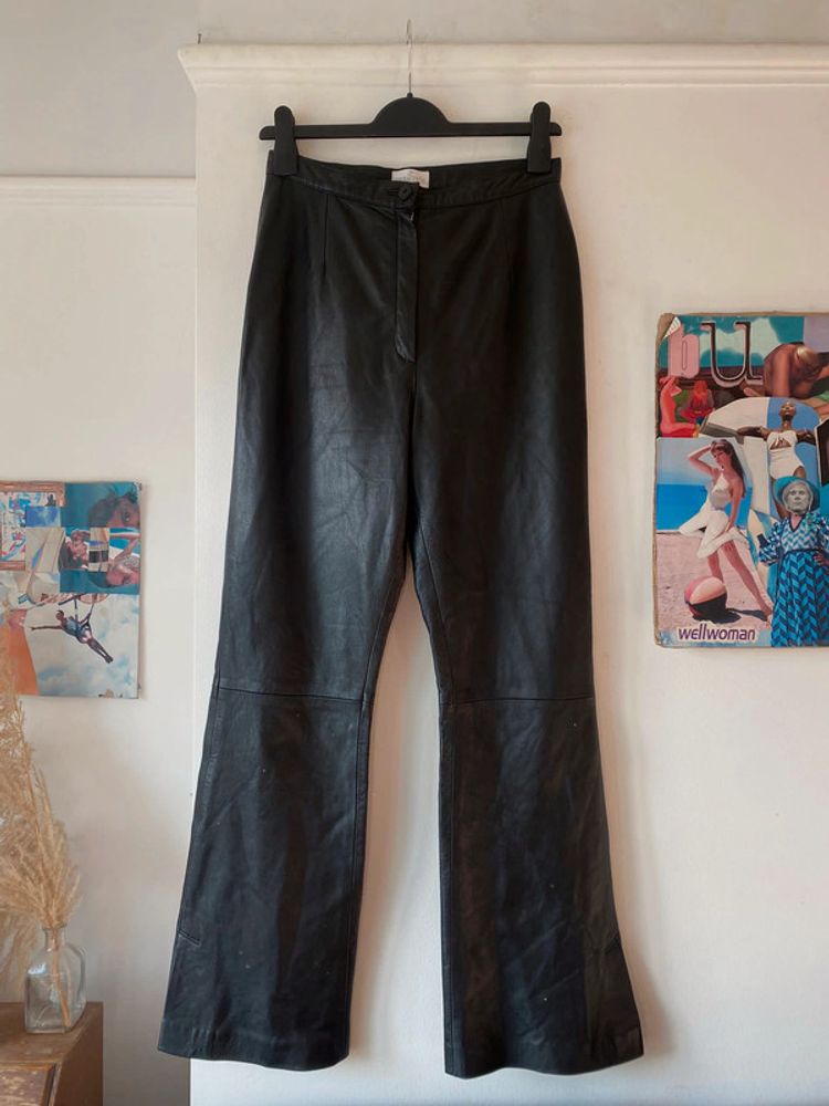 Vintage high waisted genuine leather pants image 2