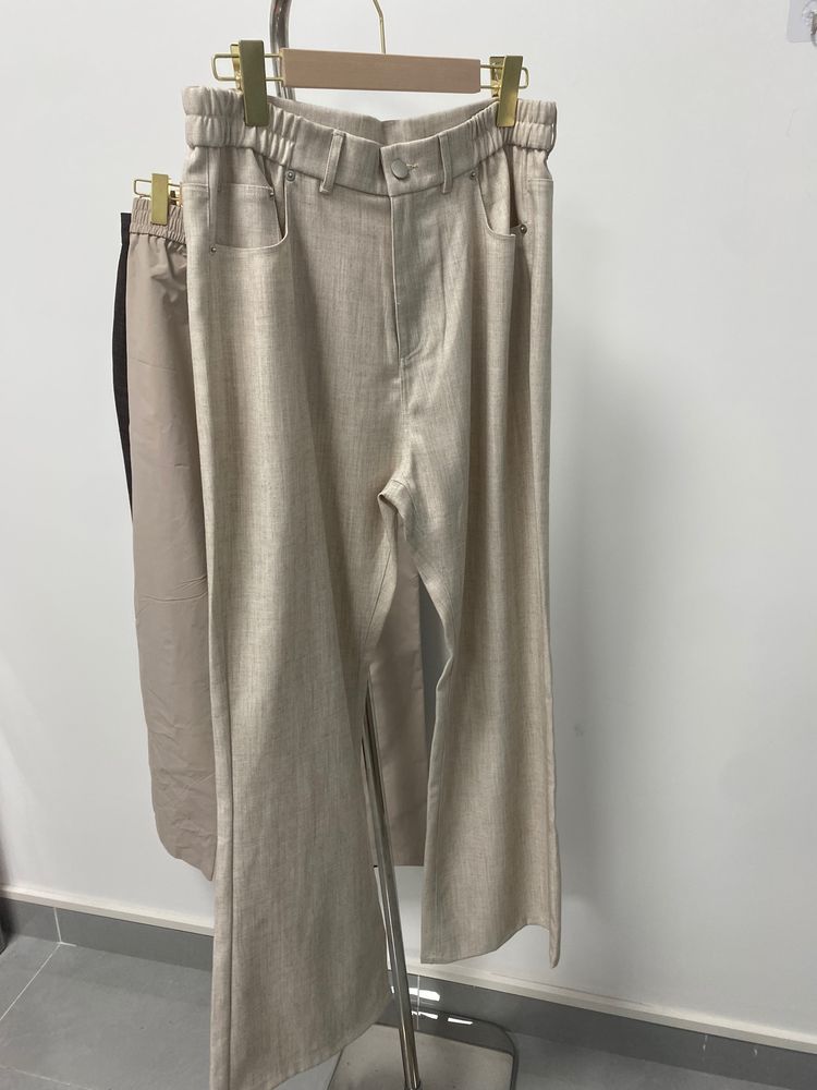 Beige Wide-Leg Pants