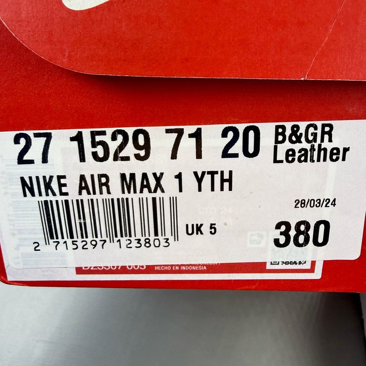 Nike Air Max 1 Size UK 5 Black Anthracite Silver White Trainers DZ3307-005 image 5