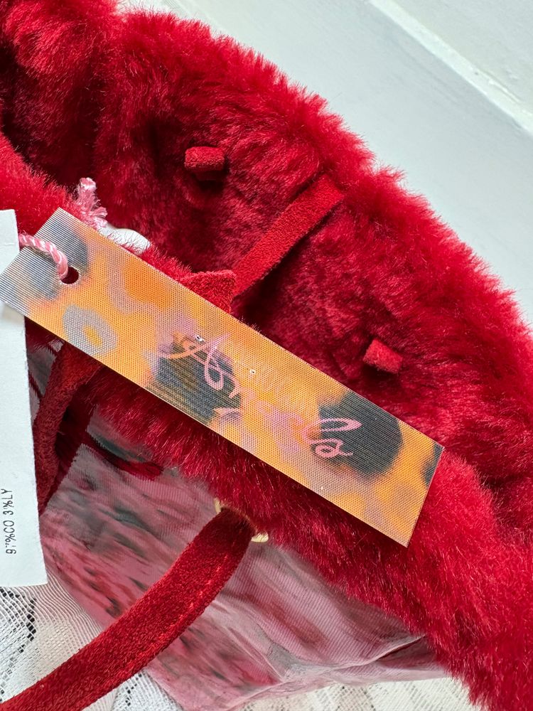 Vintage 2001 Roberto Cavalli Red Fur-Trimmed hand Bag image 9