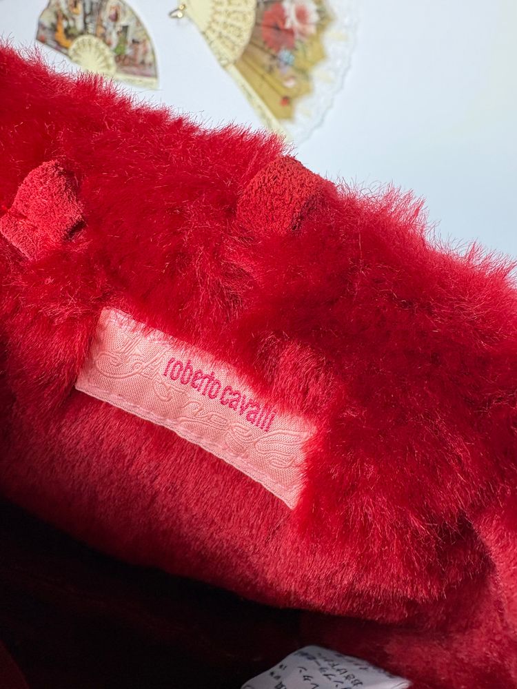 Vintage 2001 Roberto Cavalli Red Fur-Trimmed hand Bag image 5