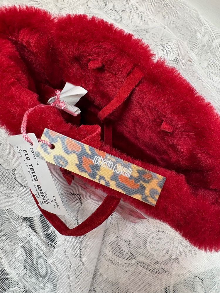 Vintage 2001 Roberto Cavalli Red Fur-Trimmed hand Bag image 8