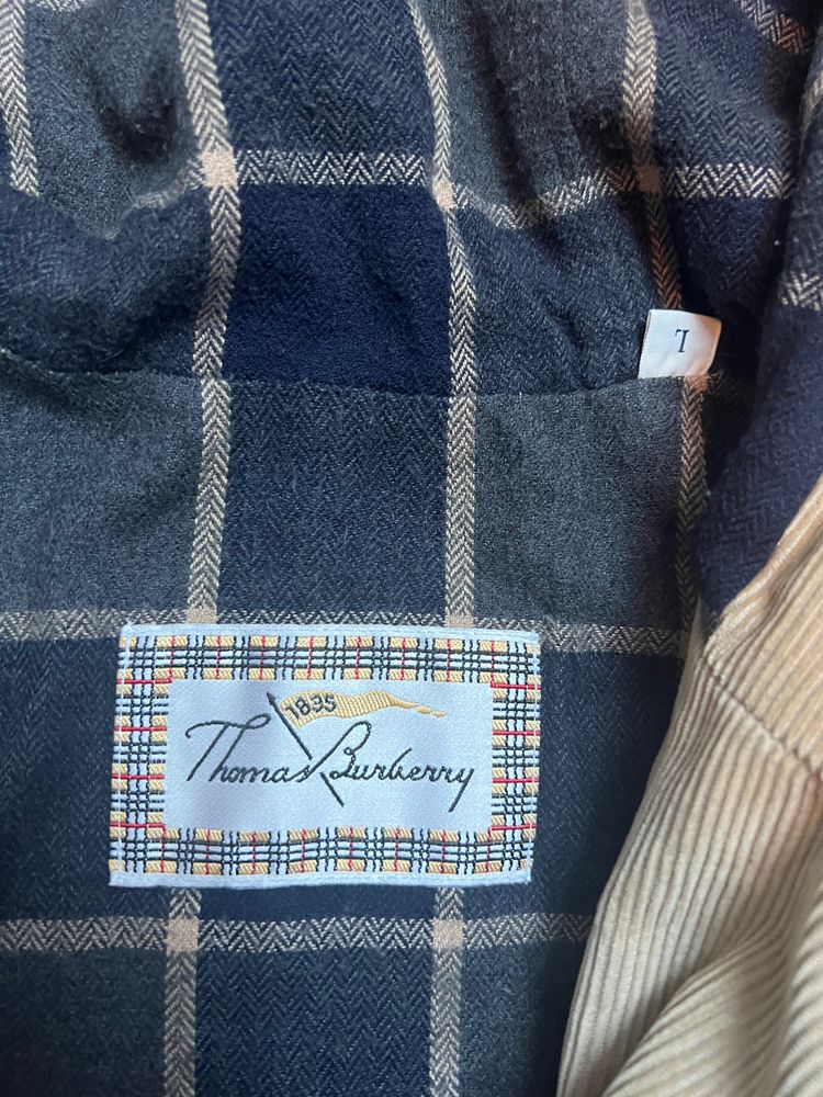 Thomas Burberry Beige Corduroy Toggle Coat With Hood obraz 5