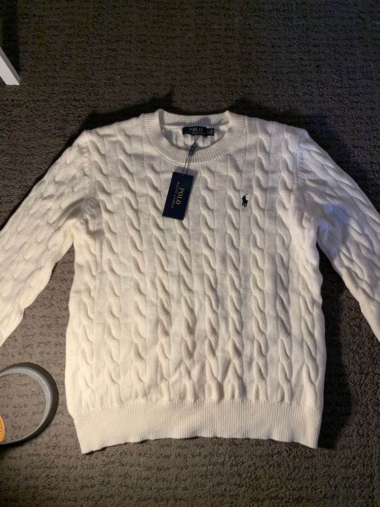Polo Ralph Lauren White Cable Knit Sweater