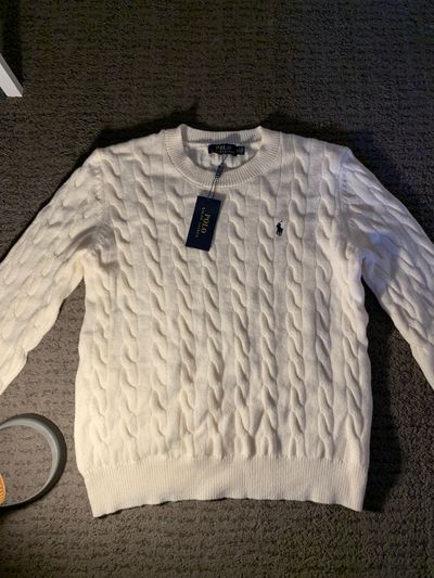 Polo Ralph Lauren White Cable Knit Sweater