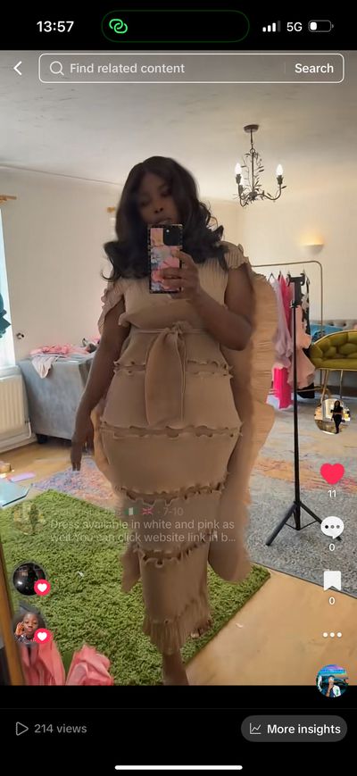 Beige Ruffled Dress