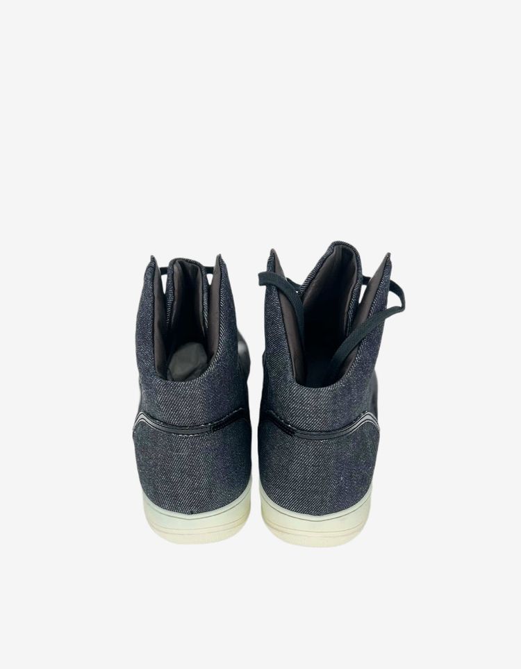 Lanvin Denim Blue Hi Top Sneaker With Patent Leather Details 6