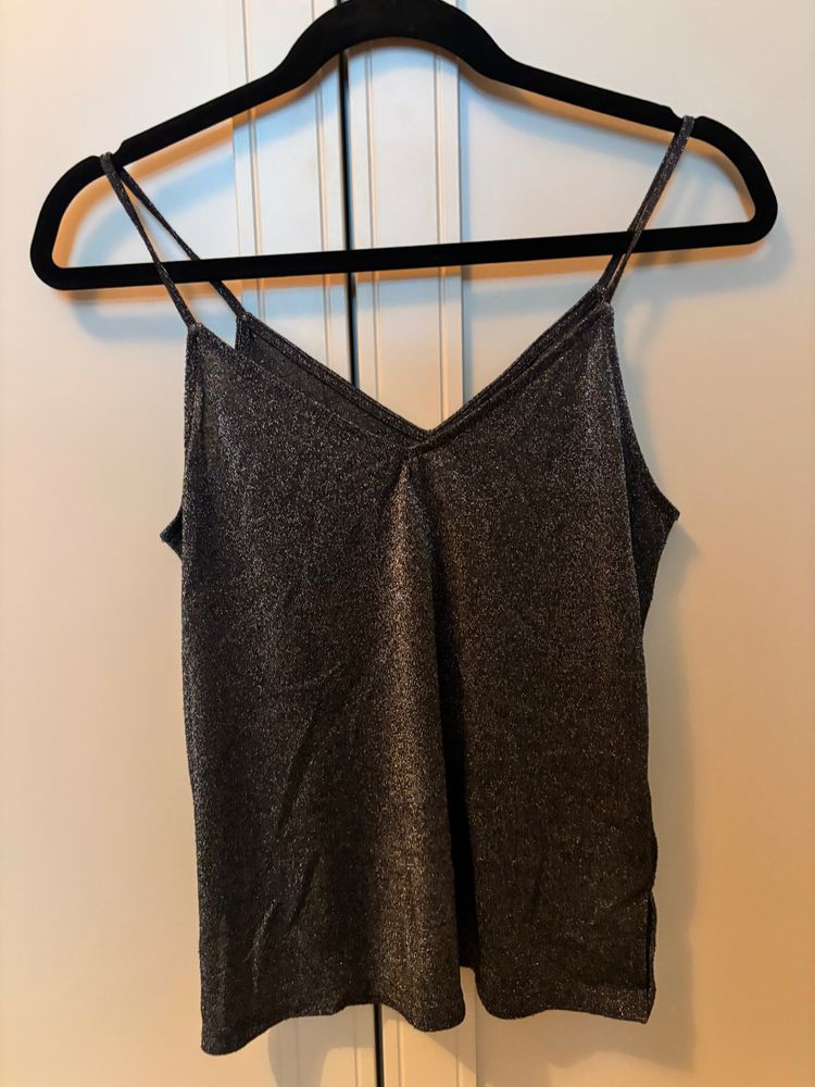Topshop Black Glittery Camisole Top