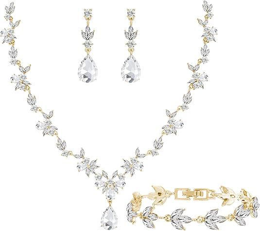 Set Crystal Jewelry Set With Necklace, Earrings, Bracelet product image