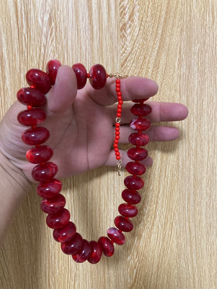 Anthropologie Red Beaded Necklace product image