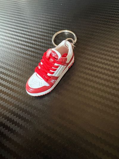 3D mini LV Red And White Sneaker Keychain