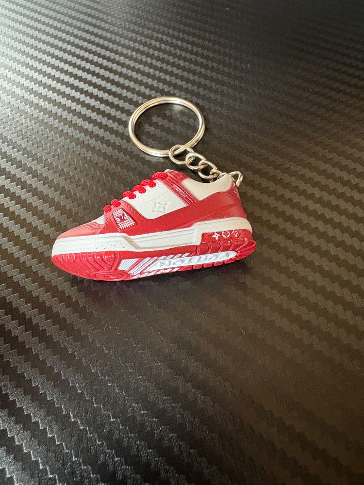 3D mini LV Red And White Sneaker Keychain imagen 3