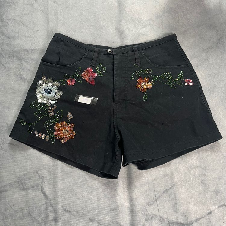 Other Black shorts with floral bead embroidery product image
