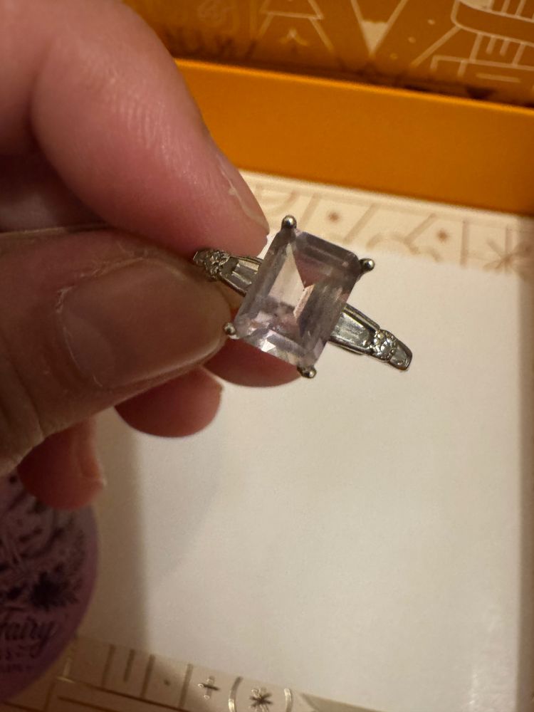 Silver Ring With Rectangular Clear Gemstone