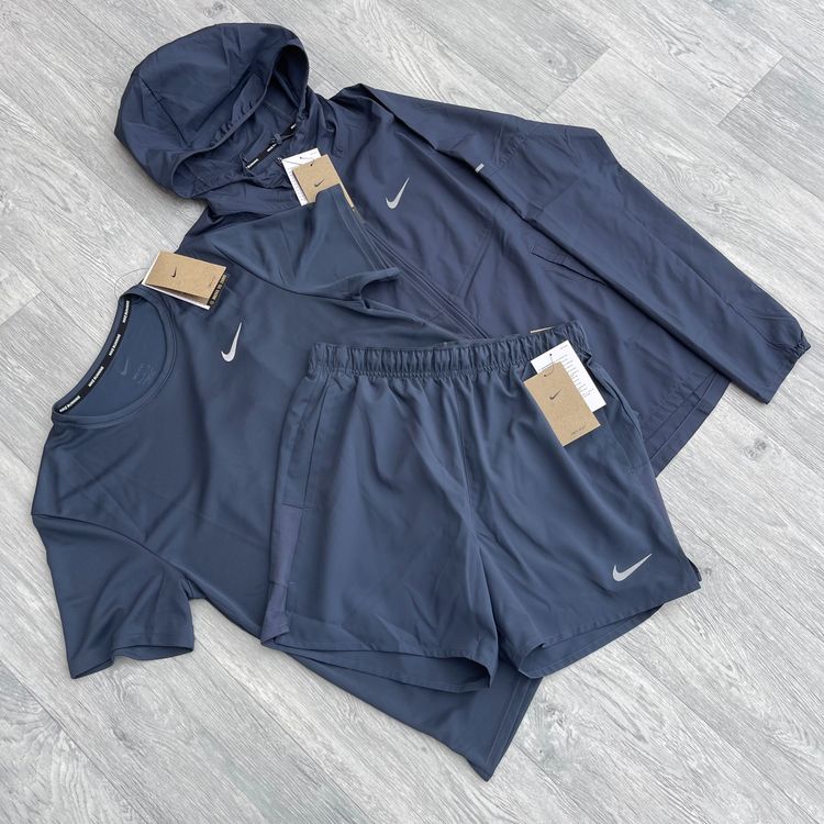 Nike Dri Fit Miler Windbreaker, Top and 5" Challenger Shorts Set - Thunder Blue image 2