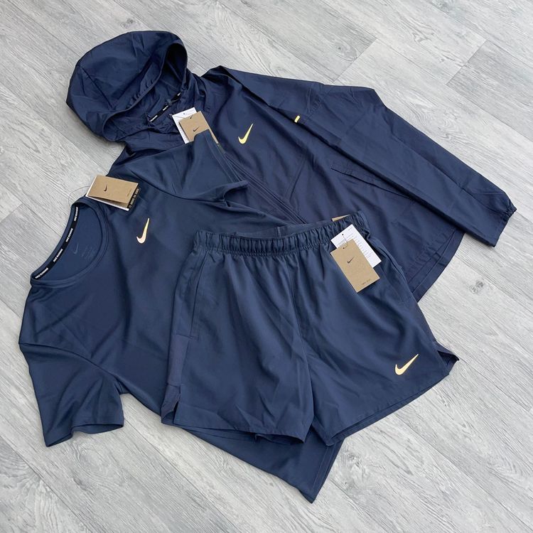 Nike Dri Fit Miler Windbreaker, Top and 5" Challenger Shorts Set - Thunder Blue image 1
