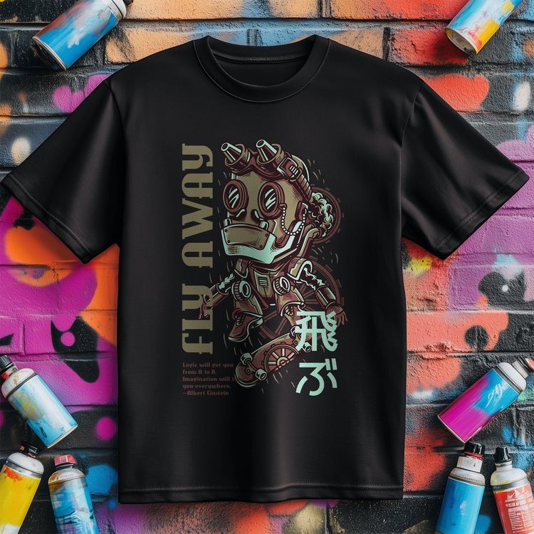Fly Away Robot T-Shirt - Funny and US image 1