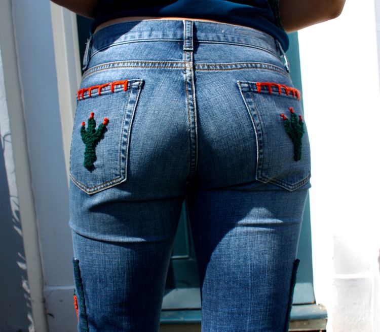 Embroidered Patchwork Denim Jeans 3