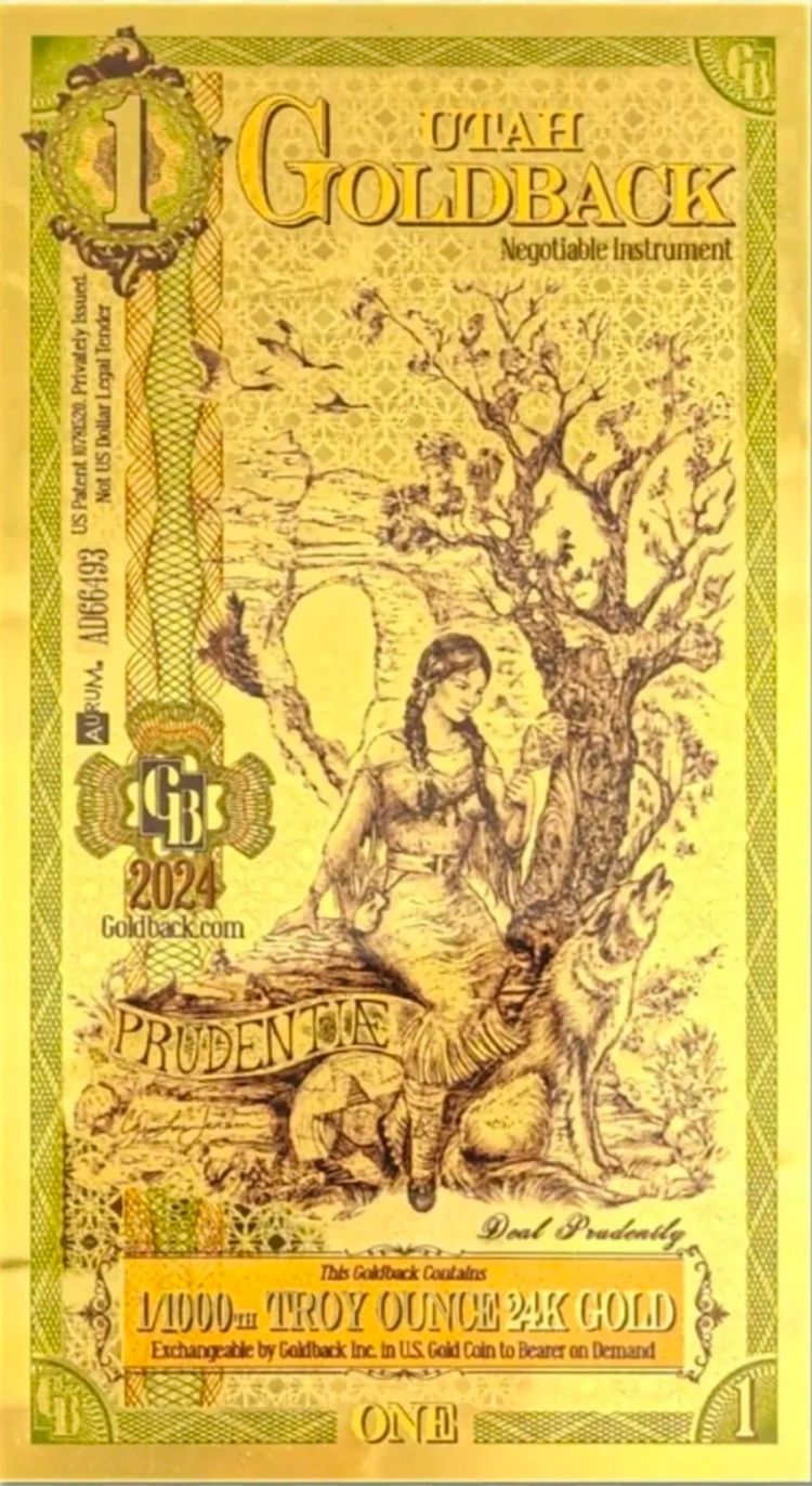 1  UTAH  gold back 1/1000 gold
