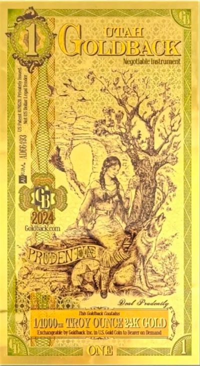 1 UTAH gold back 1/1000 gold