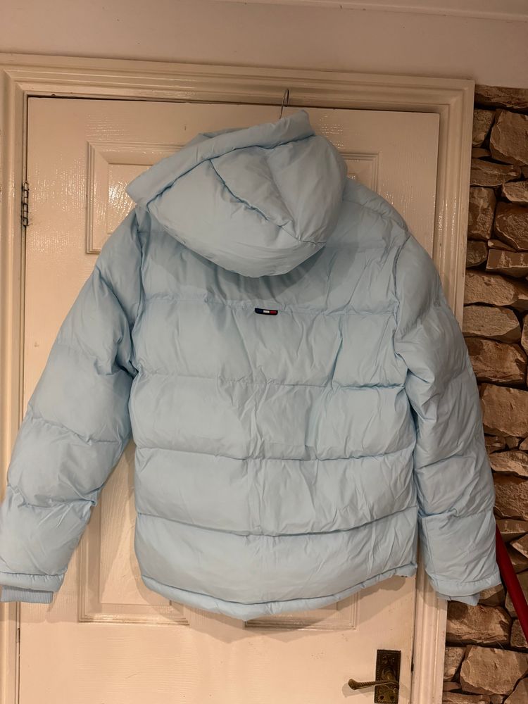 Light Blue Puffer Jacket With Hood 3
