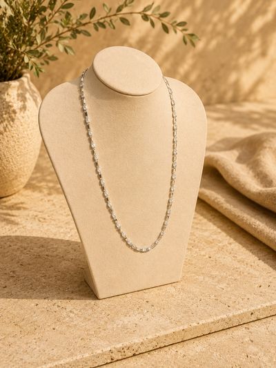 Vintage Sterling Silver CZ Station Necklace | 22 Inch Chain | 7.4g | Elegant Minimalist Jewellery