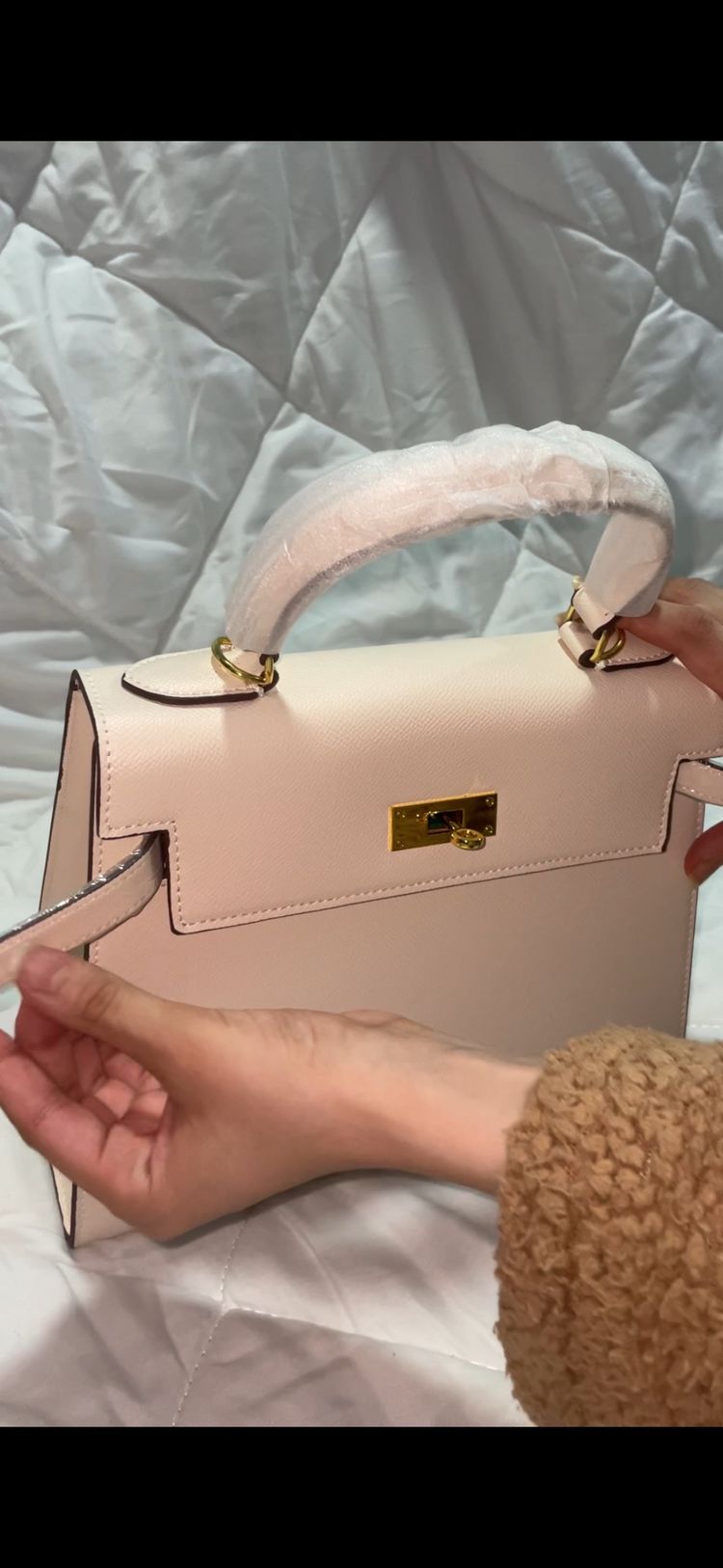 Beige Structured Handbag 3