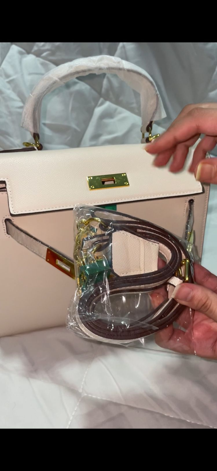 Beige Structured Handbag 6