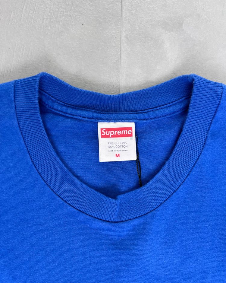 SUPREME God Save The US Blue Cut Up T Shirt - (USED) - M image 2