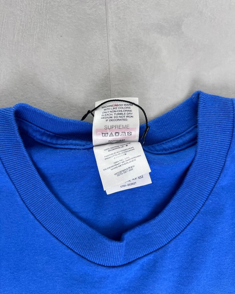 SUPREME God Save The US Blue Cut Up T Shirt - (USED) - M image 4