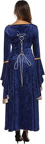 Immagine di Blue And Beige Medieval Style Dress With Lace-Up Front And Back 5