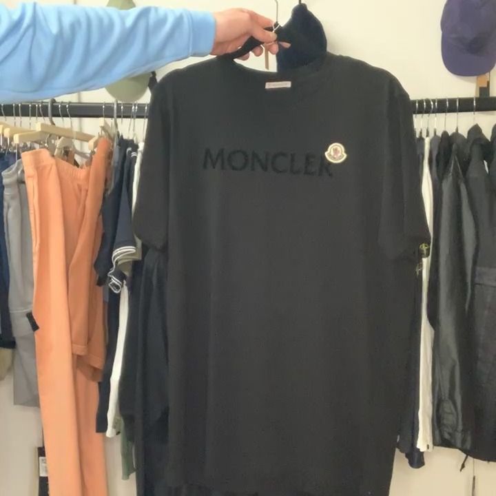 Moncler Moncler T-shirt Black Flocked Velvet Logo T-shirt Black Size medium product image