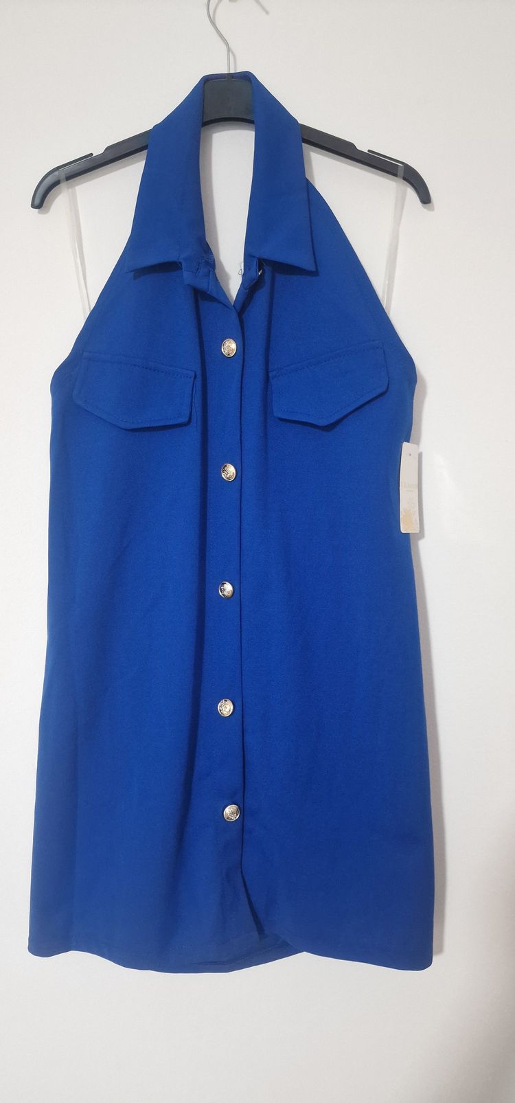 Blue Sleeveless Button-Up Dress image 1