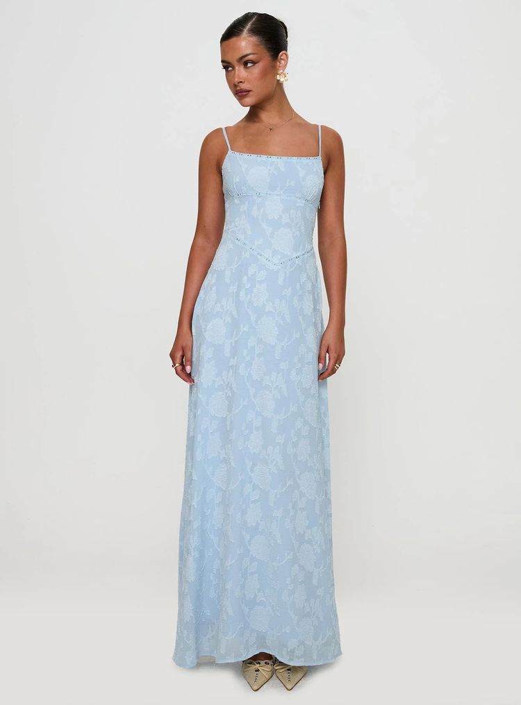 Light Blue Floral Maxi Dress 2