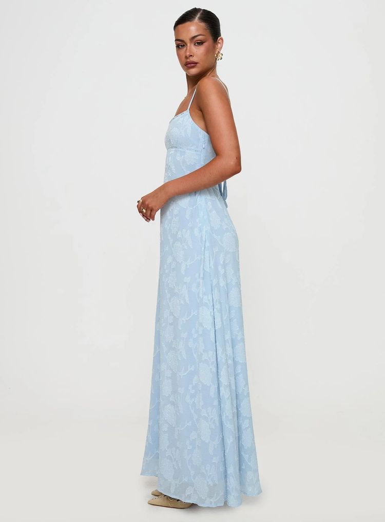 Light Blue Floral Maxi Dress 3
