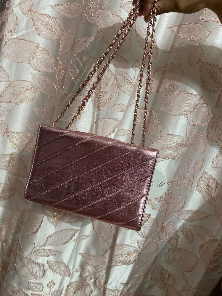 Kayla Metallic Pink Quilted Shoulder Bag product image