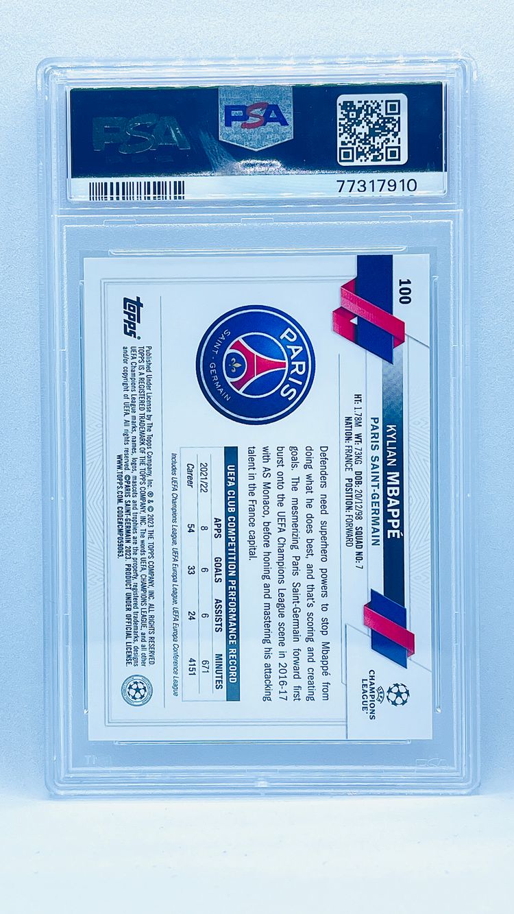PSA 9 - Kylian Mbappe - PSG - image variation - Super Short Print - Topps UCC 2022-23 obraz 2
